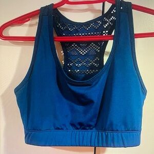 Women's Blue Lace Racerback Sports Bra